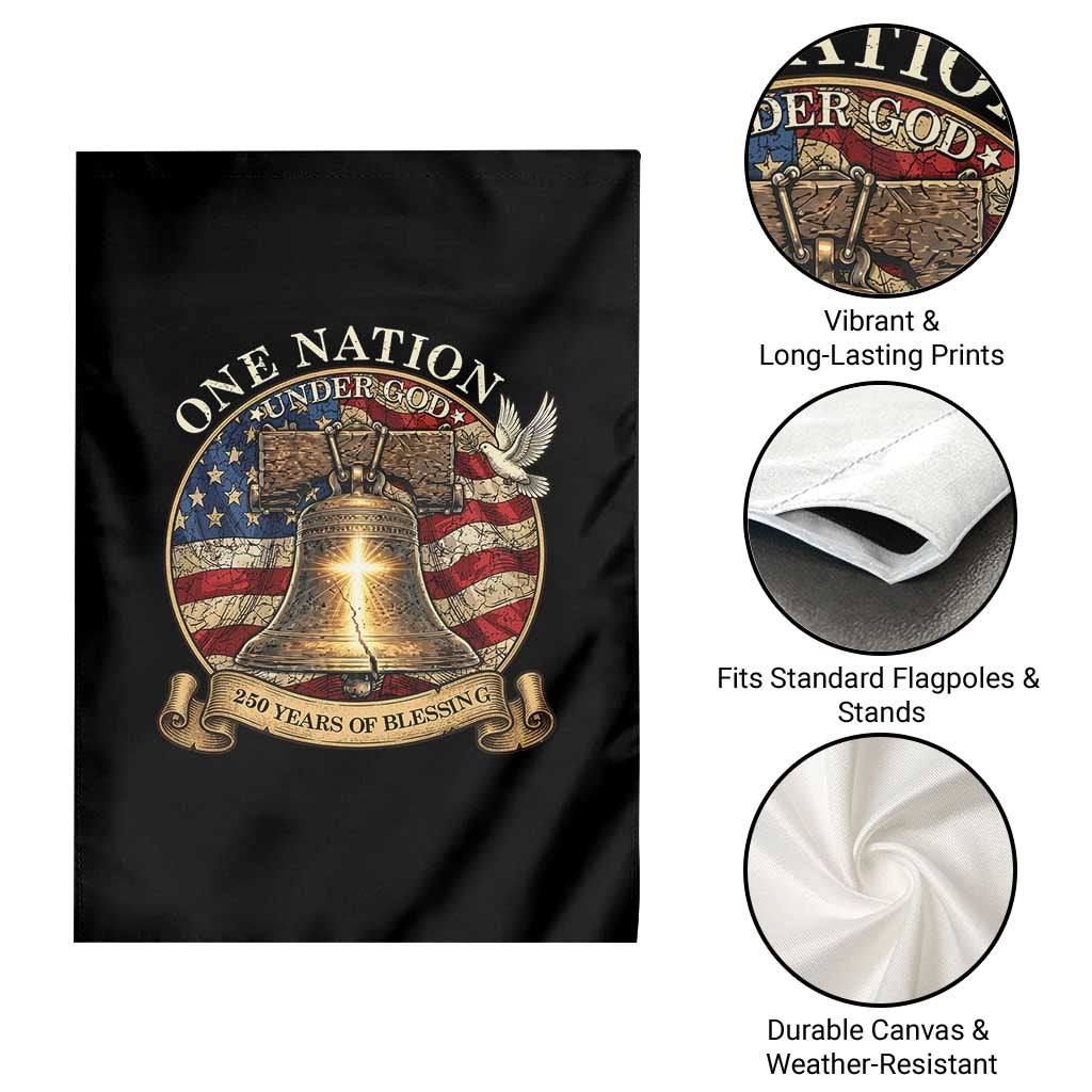 One Nation Under God 250 Years Of Blessing Garden Flag Christian Cross Bald Eagle 4th of July TS14 Print Your Wear