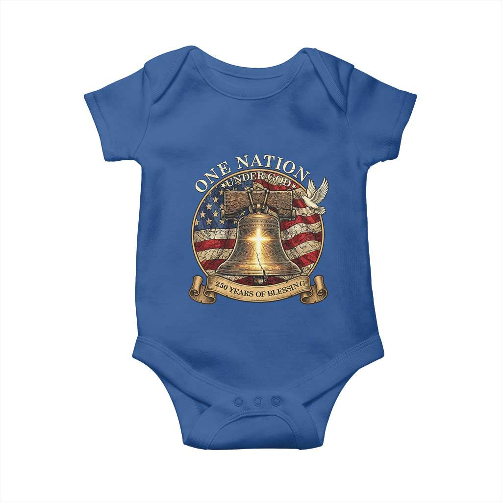 One Nation Under God 250 Years Of Blessing Baby Onesie Christian Cross Bald Eagle 4th of July TS14 Royal Blue Print Your Wear