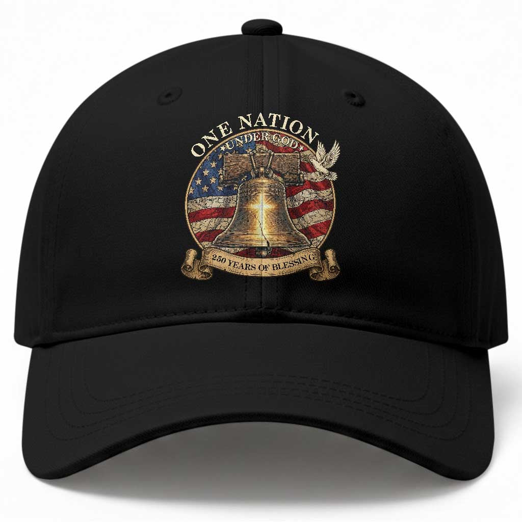One Nation Under God 250 Years Of Blessing Baseball Cap Christian Cross Bald Eagle 4th of July TS14 Print Your Wear