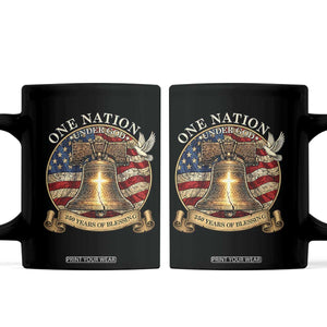 One Nation Under God 250 Years Of Blessing Coffee Mug Christian Cross Bald Eagle 4th of July TS14 Black Print Your Wear