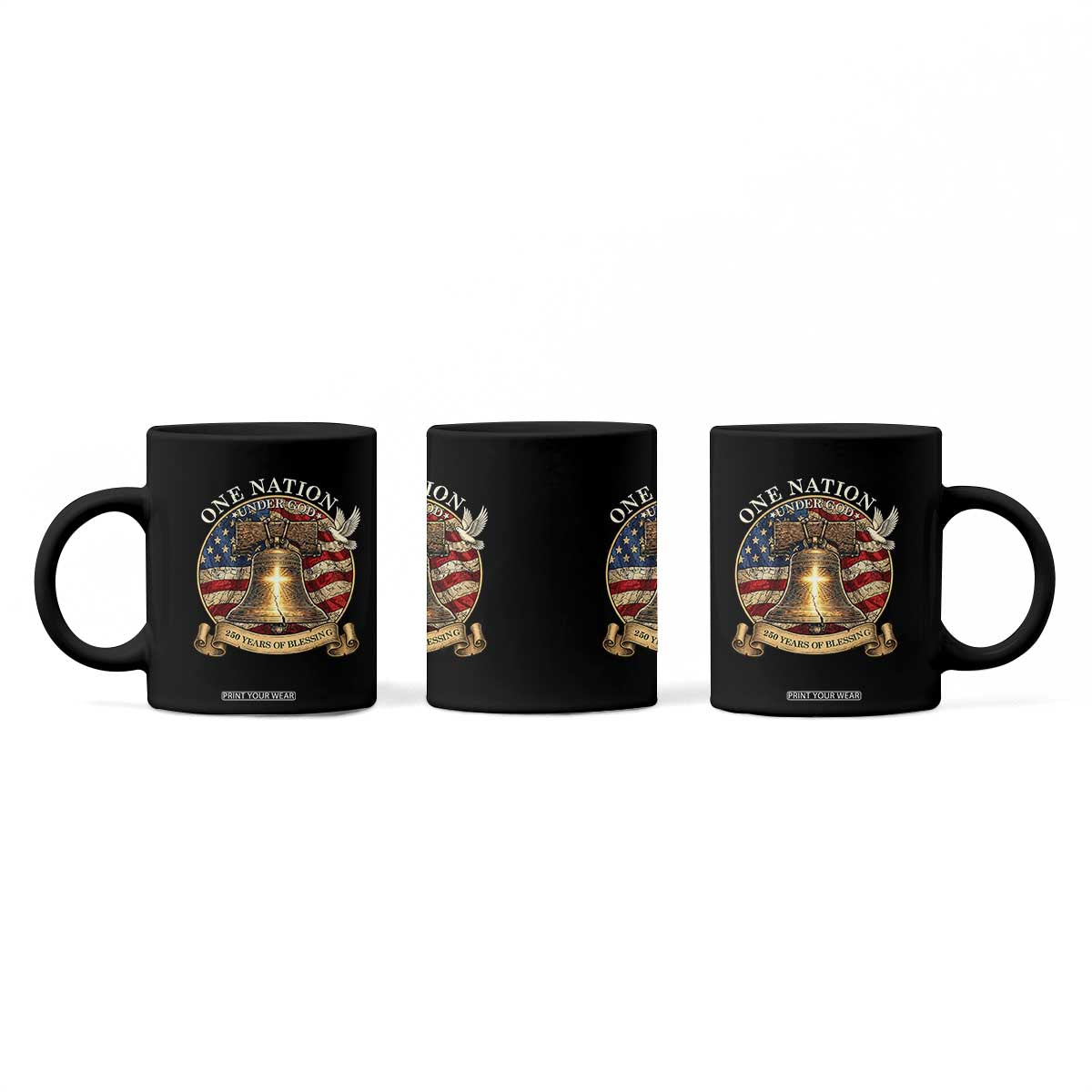 One Nation Under God 250 Years Of Blessing Coffee Mug Christian Cross Bald Eagle 4th of July TS14 Print Your Wear