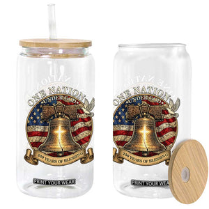 One Nation Under God 250 Years Of Blessing Glass Can Christian Cross Bald Eagle 4th of July TS14 Print Your Wear
