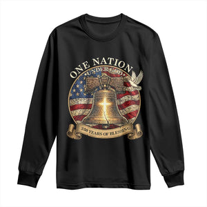One Nation Under God 250 Years Of Blessing Long Sleeve Shirt Christian Cross Bald Eagle 4th of July TS14 Black Print Your Wear