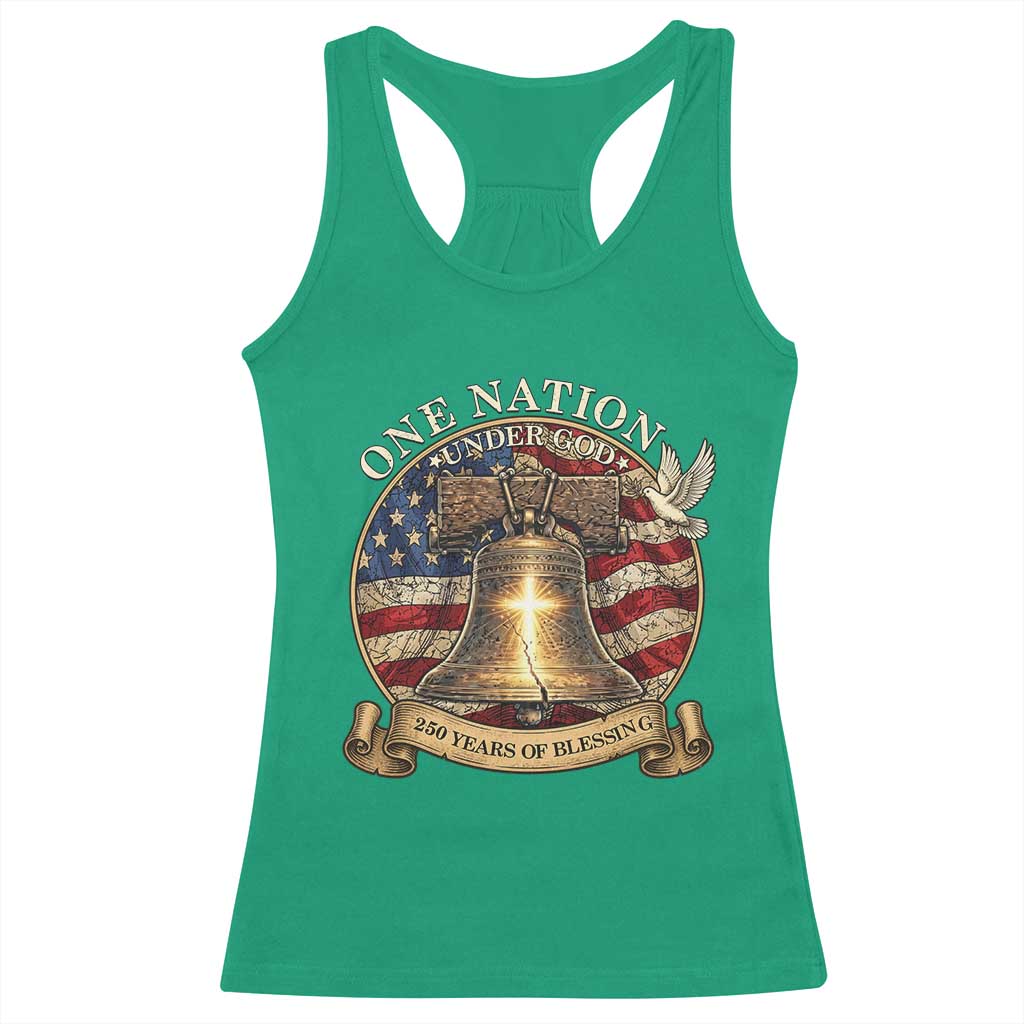 One Nation Under God 250 Years Of Blessing Racerback Tank Top Christian Cross Bald Eagle 4th of July TS14 Irish Green Print Your Wear
