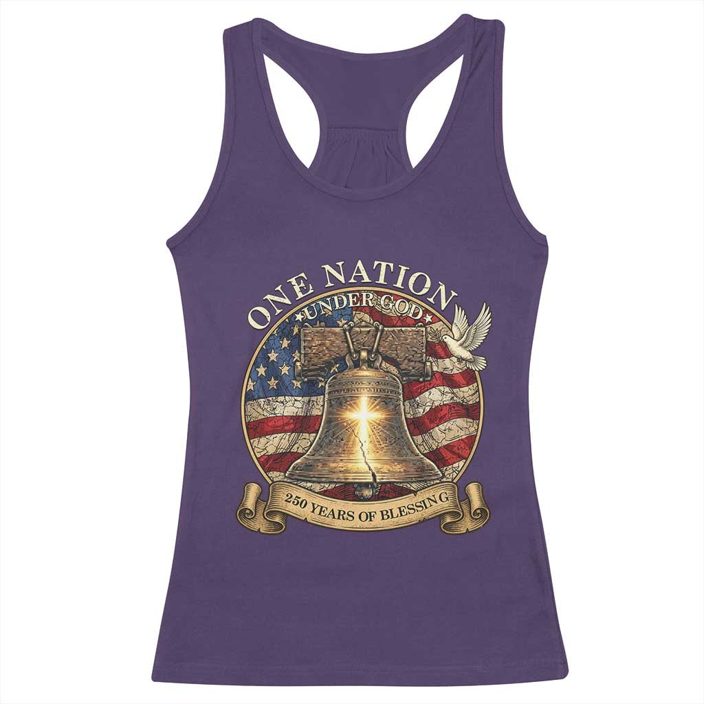 One Nation Under God 250 Years Of Blessing Racerback Tank Top Christian Cross Bald Eagle 4th of July TS14 Purple Print Your Wear
