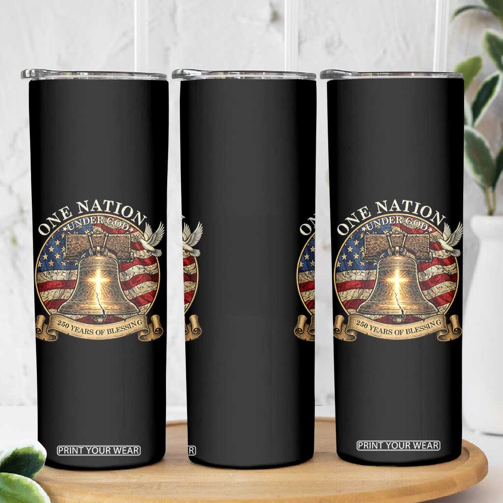 One Nation Under God 250 Years Of Blessing Skinny Tumbler Christian Cross Bald Eagle 4th of July TS14 Print Your Wear