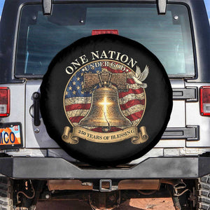 One Nation Under God 250 Years Of Blessing Spare Tire Cover Christian Cross Bald Eagle 4th of July TS14 No hole Black Print Your Wear