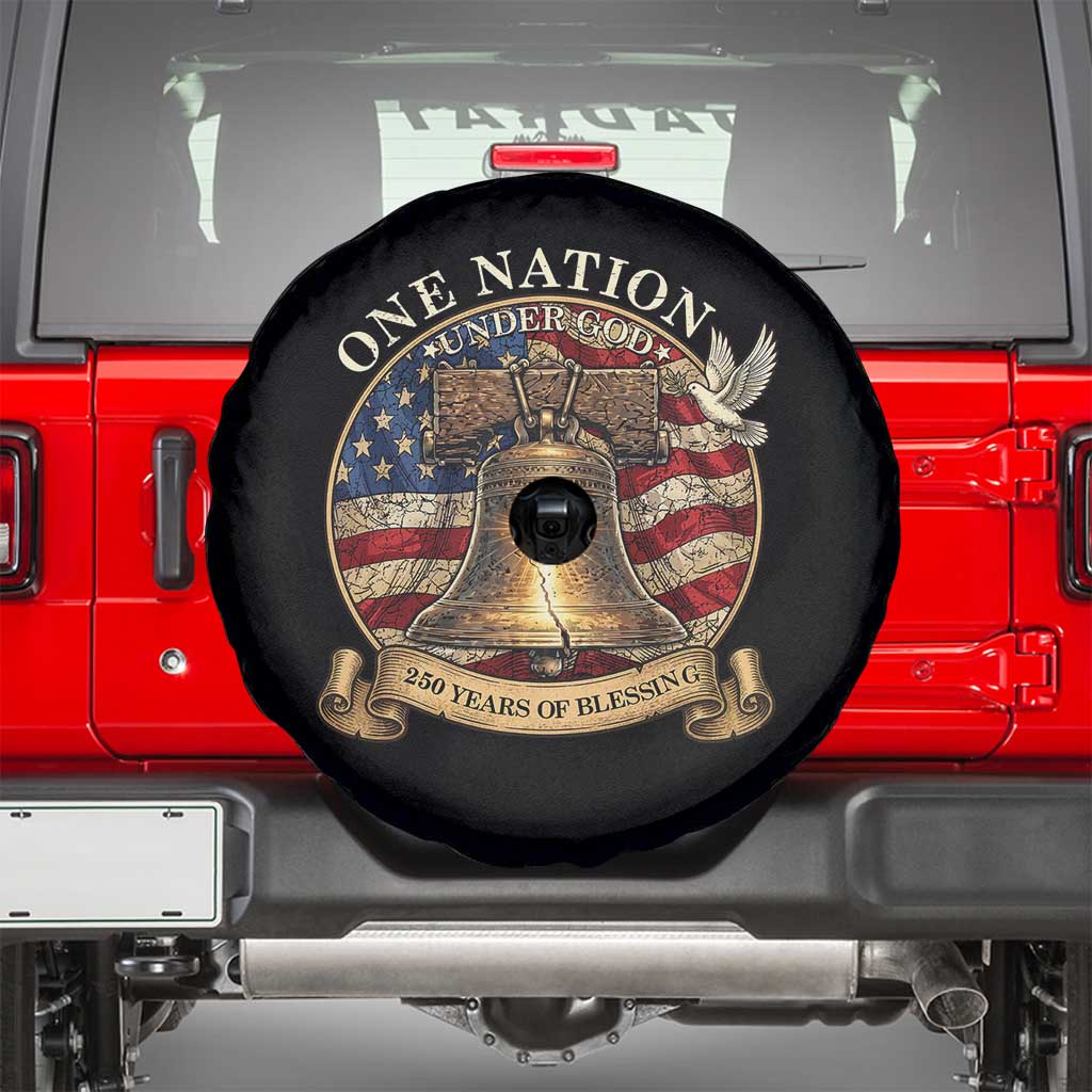 One Nation Under God 250 Years Of Blessing Spare Tire Cover Christian Cross Bald Eagle 4th of July TS14 Black Print Your Wear
