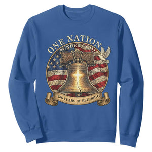 One Nation Under God 250 Years Of Blessing Sweatshirt Christian Cross Bald Eagle 4th of July TS14 Royal Blue Print Your Wear