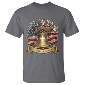 One Nation Under God 250 Years Of Blessing T Shirt Christian Cross Bald Eagle 4th of July TS14 Charcoal Print Your Wear