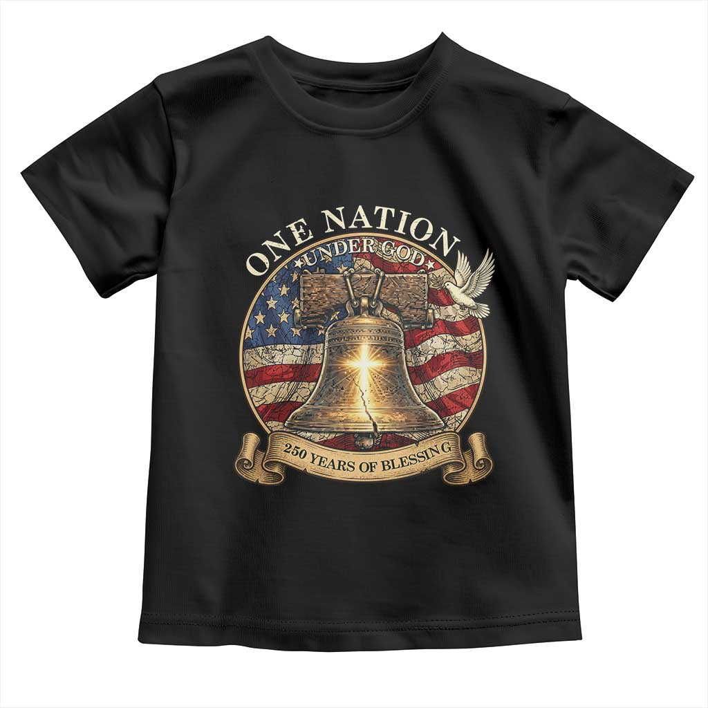 One Nation Under God 250 Years Of Blessing Toddler T Shirt Christian Cross Bald Eagle 4th of July TS14 Black Print Your Wear