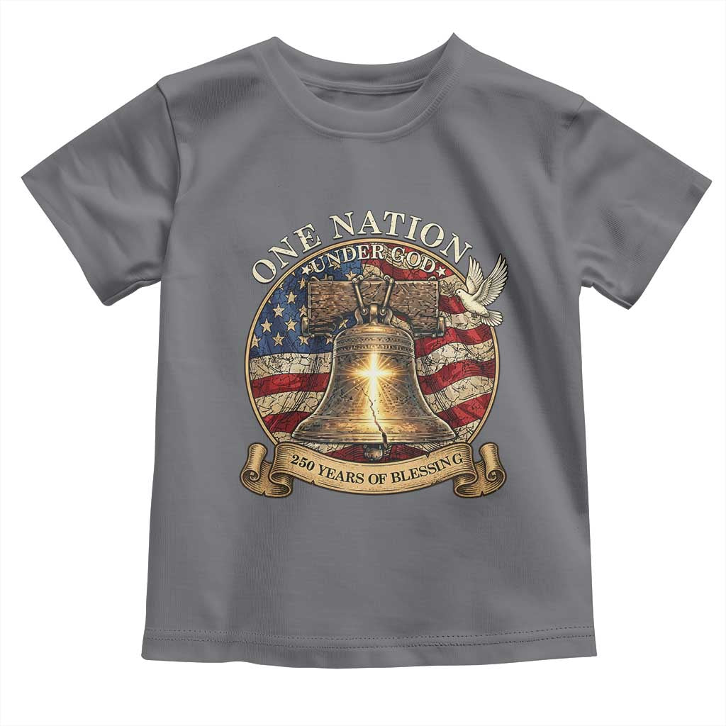 One Nation Under God 250 Years Of Blessing Toddler T Shirt Christian Cross Bald Eagle 4th of July TS14 Charcoal Print Your Wear