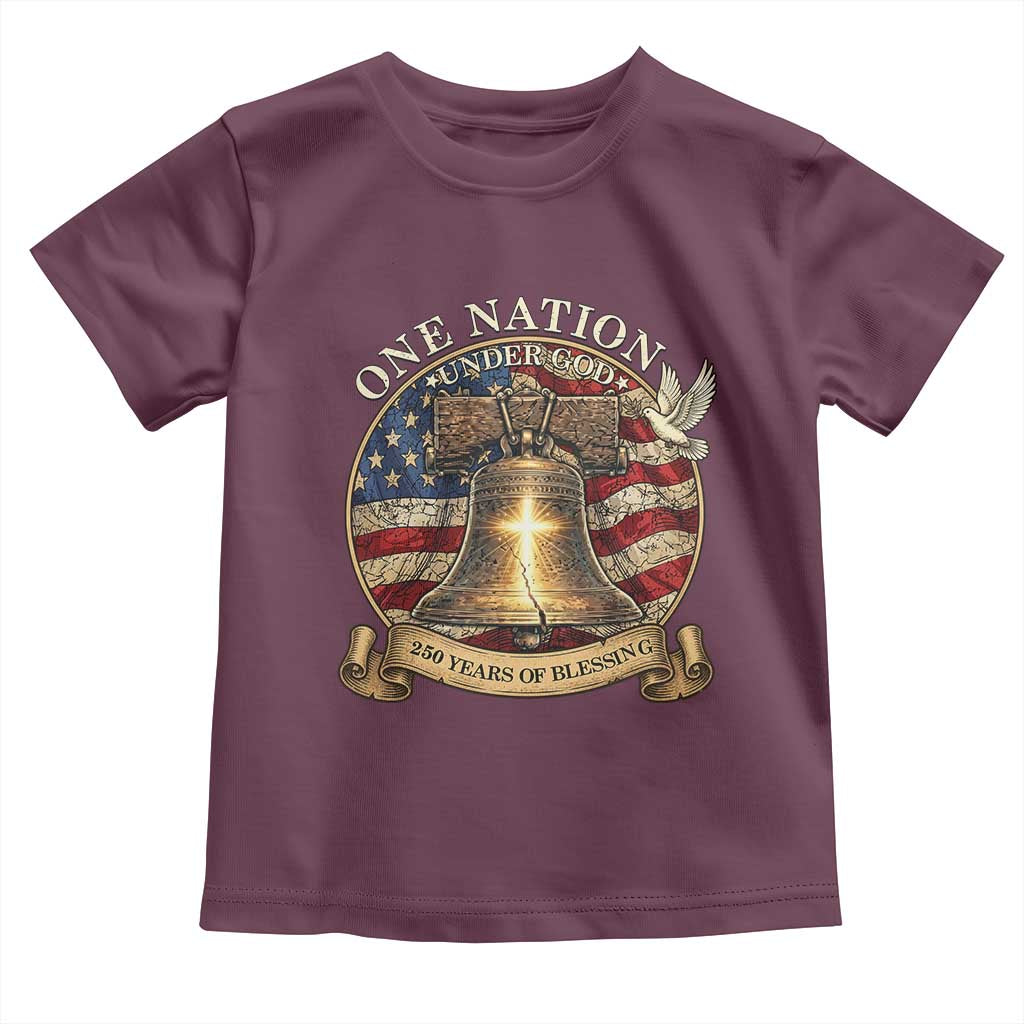 One Nation Under God 250 Years Of Blessing Toddler T Shirt Christian Cross Bald Eagle 4th of July TS14 Maroon Print Your Wear