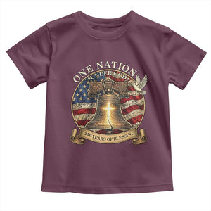 One Nation Under God 250 Years Of Blessing Toddler T Shirt Christian Cross Bald Eagle 4th of July TS14 Maroon Print Your Wear