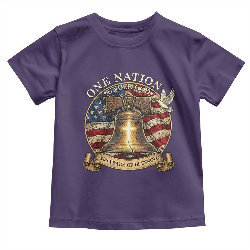 One Nation Under God 250 Years Of Blessing Toddler T Shirt Christian Cross Bald Eagle 4th of July TS14 Purple Print Your Wear
