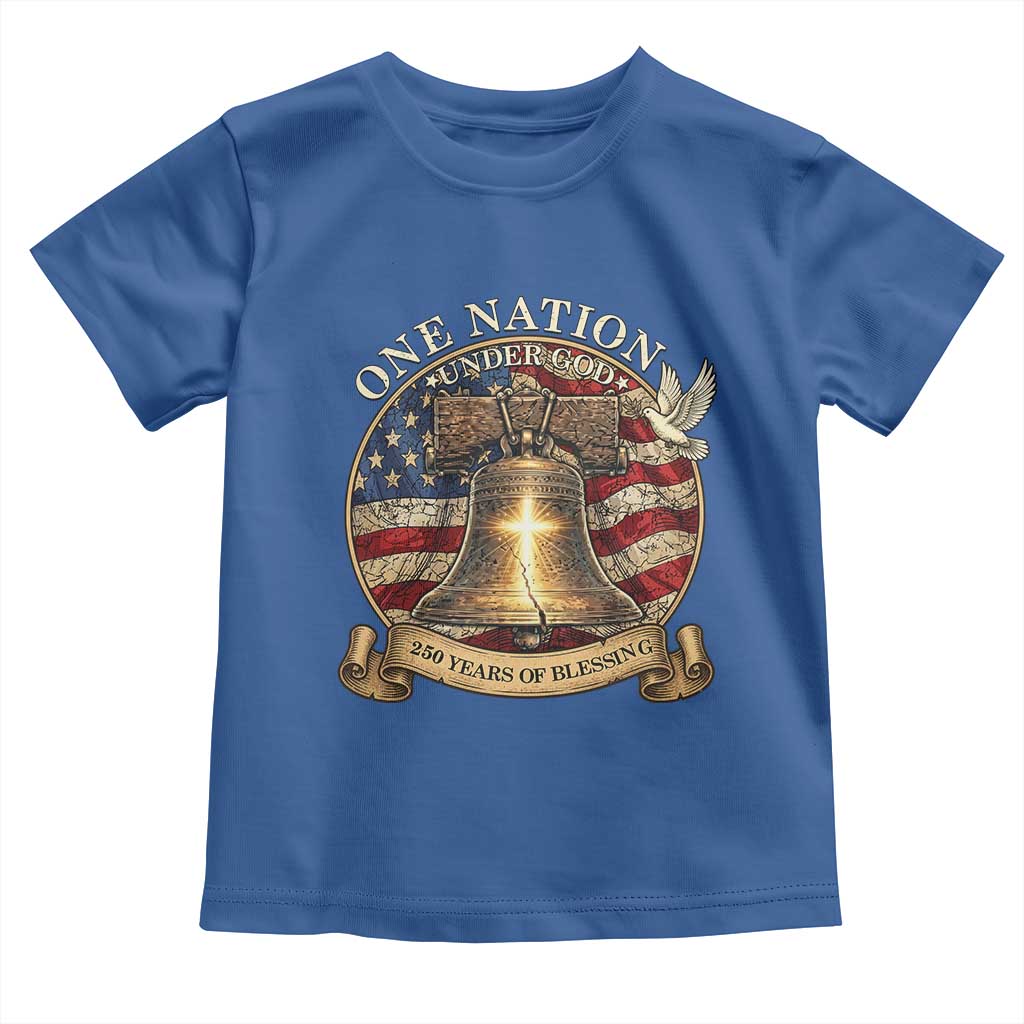 One Nation Under God 250 Years Of Blessing Toddler T Shirt Christian Cross Bald Eagle 4th of July TS14 Royal Blue Print Your Wear