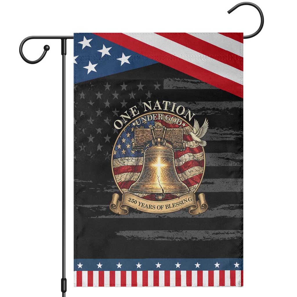 One Nation Under God 250 Years Of Blessing Patriotic Garden Flag Christian Cross Bald Eagle 4th of July TS14 Distressed Black Blue Print Your Wear