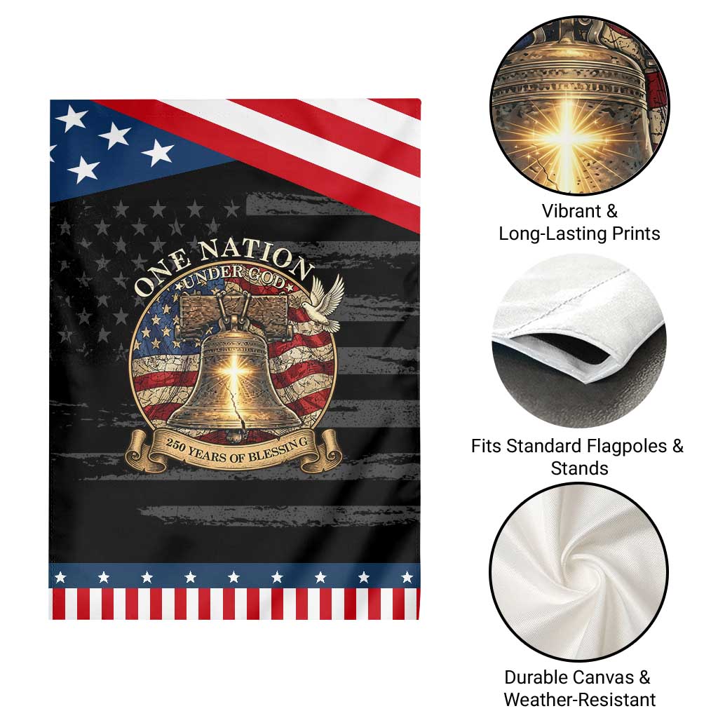 One Nation Under God 250 Years Of Blessing Patriotic Garden Flag Christian Cross Bald Eagle 4th of July TS14 Print Your Wear