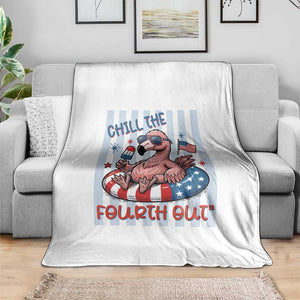 Chill The Fourth Out Throw Blanket Flamerica Flamingo 4th Of July