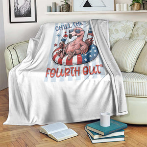 Chill The Fourth Out Throw Blanket Flamerica Flamingo 4th Of July