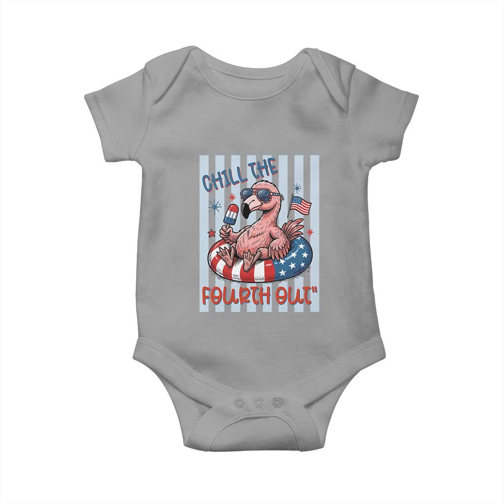 Chill The Fourth Out Baby Onesie Flamerica Flamingo 4th Of July