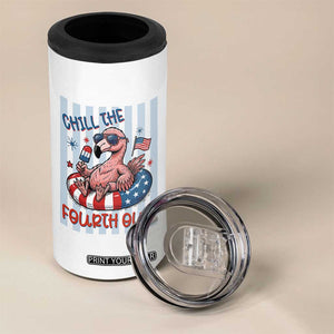 Chill The Fourth Out 4 in 1 Can Cooler Tumbler Flamerica Flamingo 4th Of July TS14 Print Your Wear