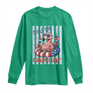 Chill The Fourth Out Long Sleeve Shirt Flamerica Flamingo 4th Of July