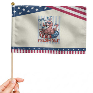 Chill The Fourth Out Patriotic Handheld Flag Flamerica Flamingo 4th Of July