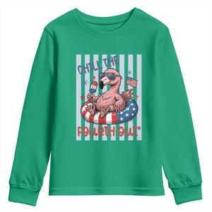 Chill The Fourth Out Youth Sweatshirt Flamerica Flamingo 4th Of July