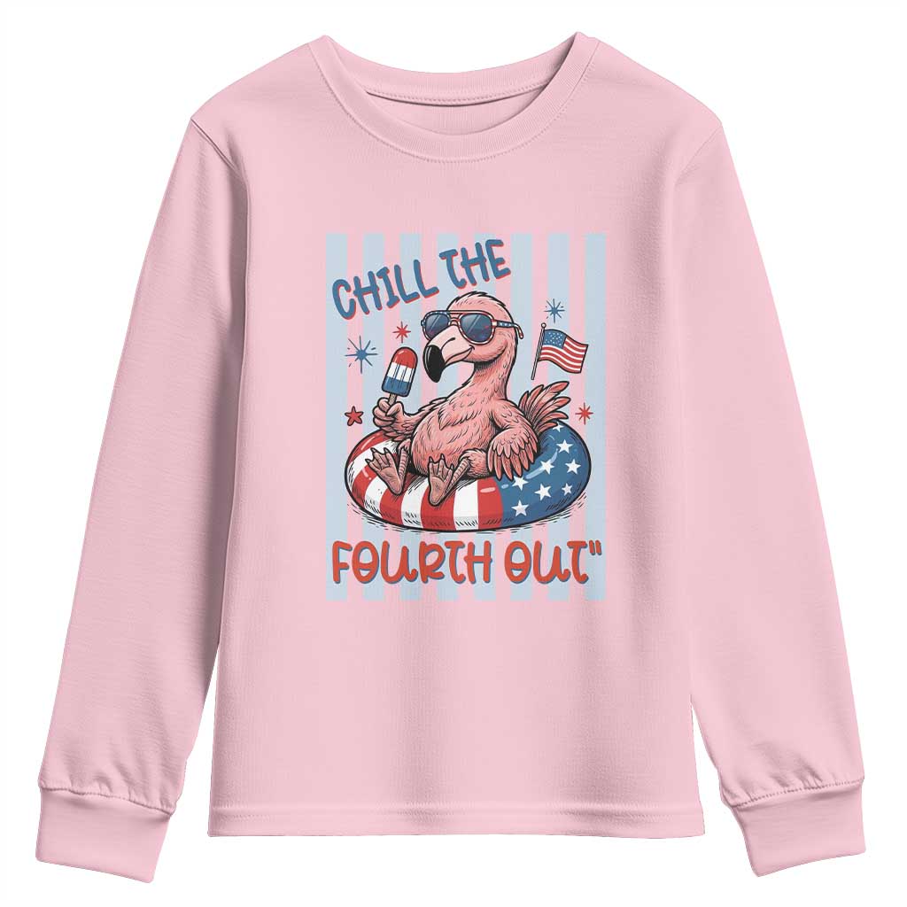 Chill The Fourth Out Youth Sweatshirt Flamerica Flamingo 4th Of July