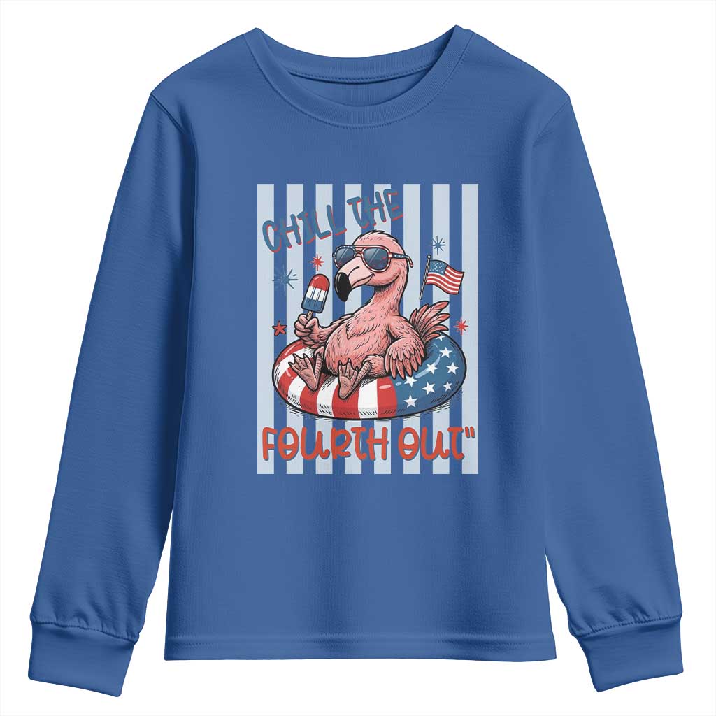 Chill The Fourth Out Youth Sweatshirt Flamerica Flamingo 4th Of July