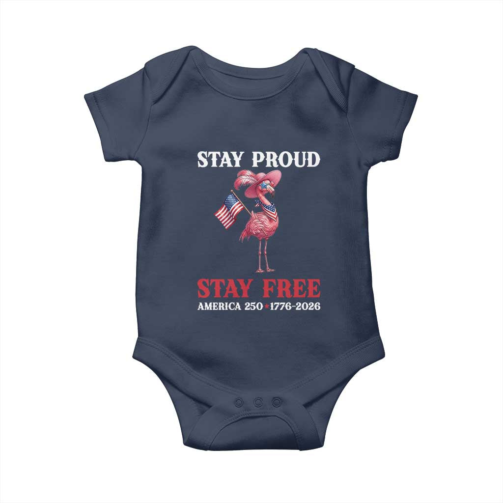 250 Years Anniversary Baby Onesie Flamingo 4Th Of July Patriotic USA Independence Flamerica