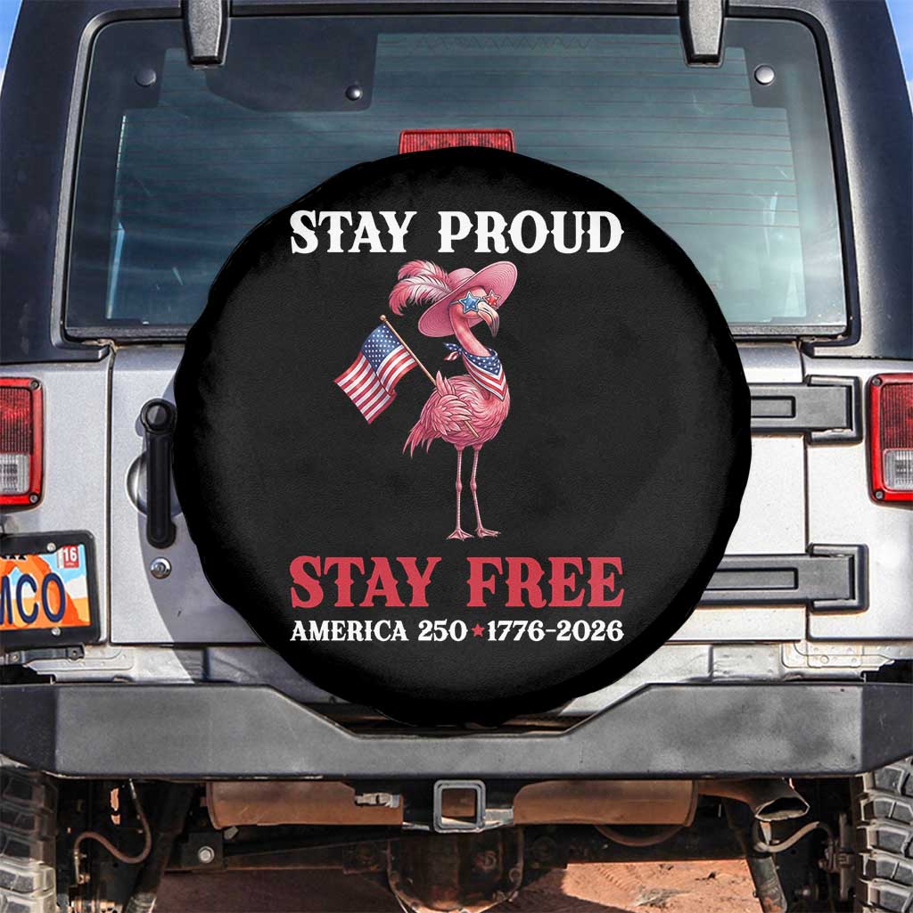 250 Years Anniversary Spare Tire Cover Flamingo 4Th Of July Patriotic USA Independence Flamerica TS14 No hole Black Print Your Wear