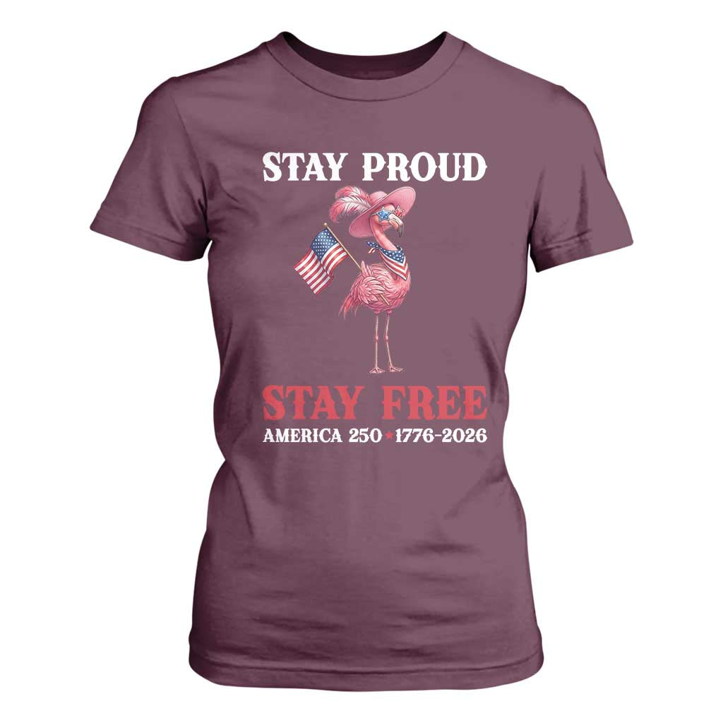250 Years Anniversary T Shirt For Women Flamingo 4Th Of July Patriotic USA Independence Flamerica