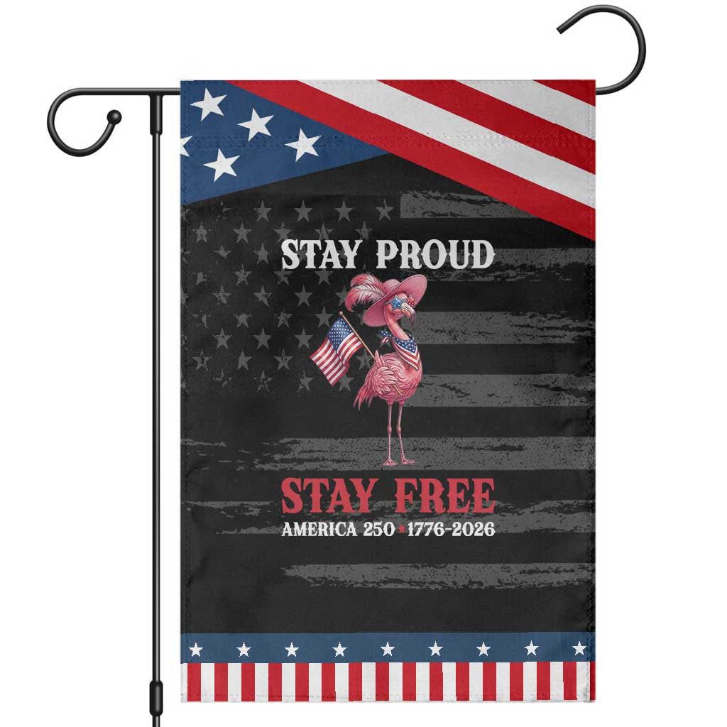 250 Years Anniversary Patriotic Garden Flag Flamingo 4Th Of July USA Independence Flamerica TS14 Distressed Black Blue Print Your Wear