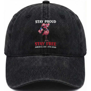 250 Years Anniversary Washed Cotton Baseball Cap Flamingo 4Th Of July Patriotic USA Independence Flamerica TS14 Print Your Wear