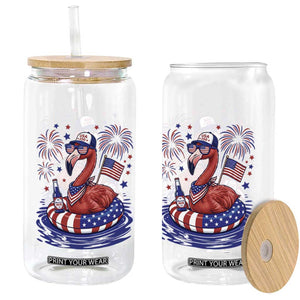 Flamingo 4Th Of July Patriotic USA American Flag Glass Can TS14 Print Your Wear