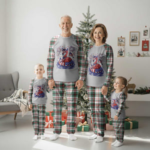 Flamingo 4Th Of July Patriotic USA American Flag Plaid Pajama Set