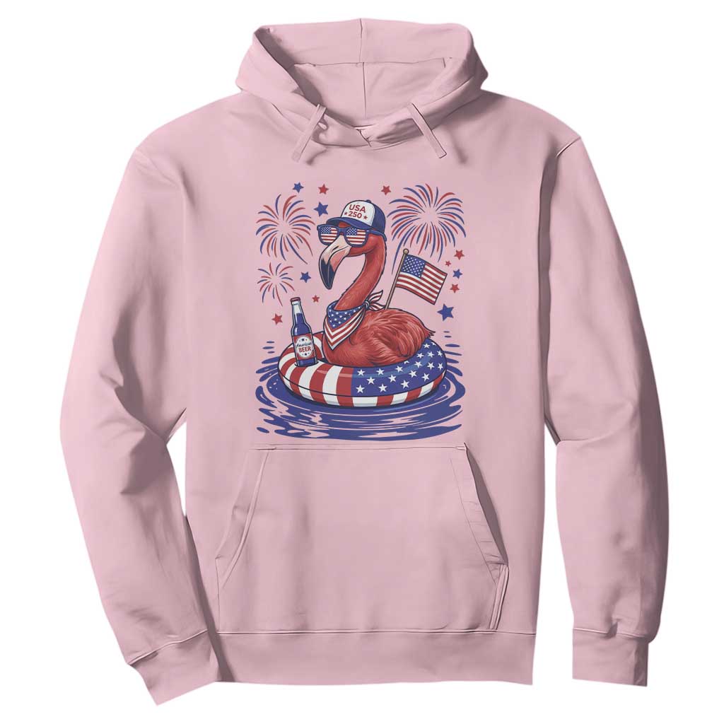 Flamingo 4Th Of July Patriotic USA American Flag Hoodie