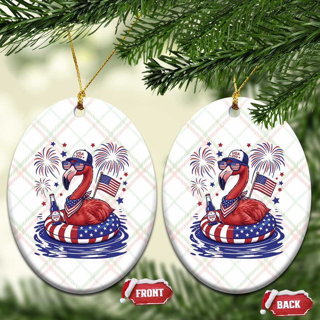 Flamingo 4Th Of July Patriotic USA American Flag Ceramic Ornament TS14 Print Your Wear
