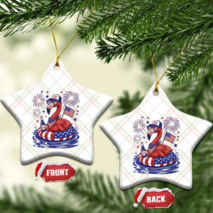 Flamingo 4Th Of July Patriotic USA American Flag Ceramic Ornament TS14 Print Your Wear
