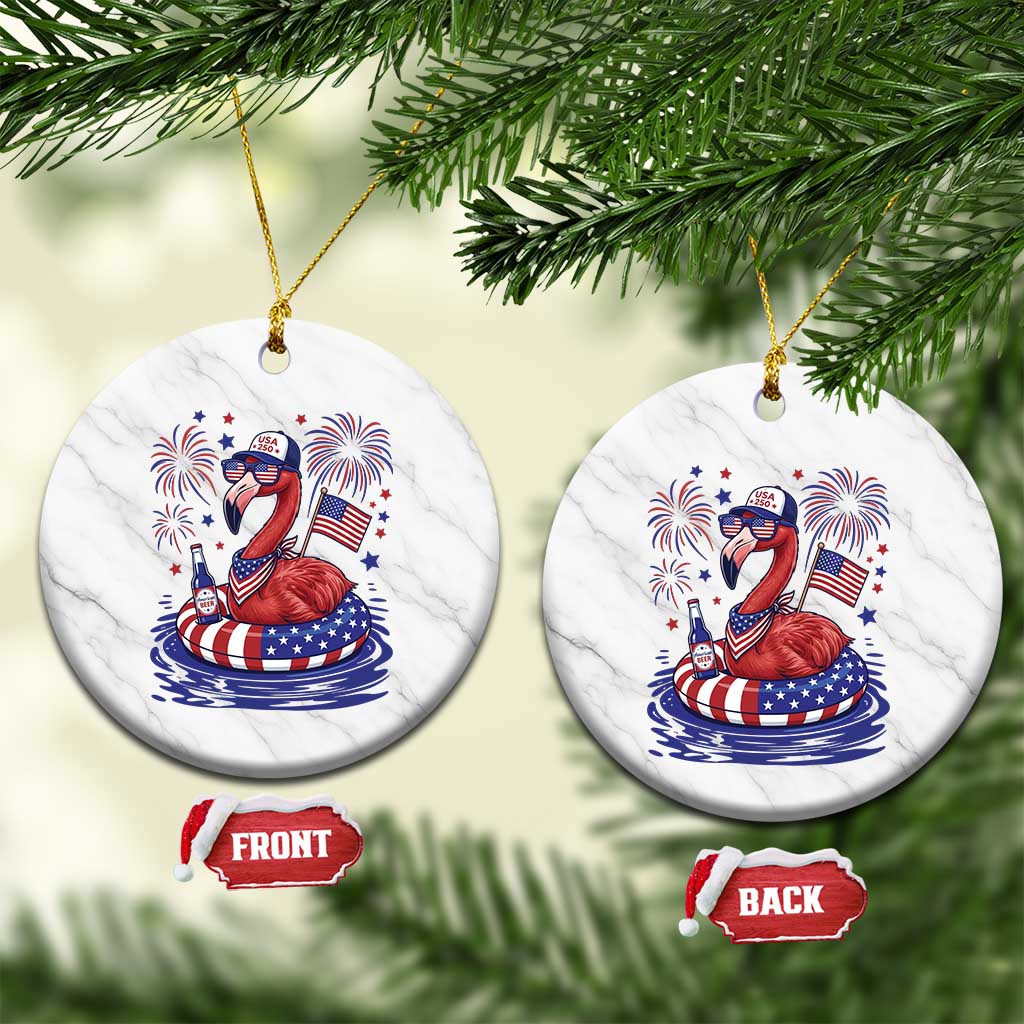 Flamingo 4Th Of July Patriotic USA American Flag Ceramic Ornament TS14 1pc White Marble Print Your Wear