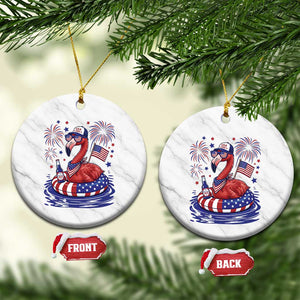 Flamingo 4Th Of July Patriotic USA American Flag Ceramic Ornament TS14 1pc White Marble Print Your Wear