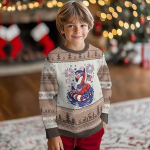 Flamingo 4Th Of July Patriotic USA American Flag Ugly Christmas Sweater