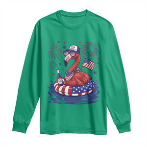 Flamingo 4Th Of July Patriotic USA American Flag Long Sleeve Shirt