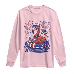 Flamingo 4Th Of July Patriotic USA American Flag Long Sleeve Shirt