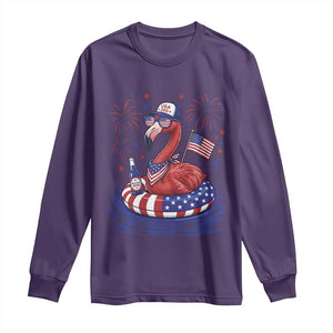 Flamingo 4Th Of July Patriotic USA American Flag Long Sleeve Shirt
