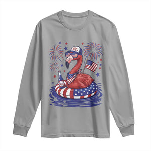 Flamingo 4Th Of July Patriotic USA American Flag Long Sleeve Shirt