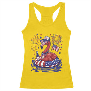 Flamingo 4Th Of July Patriotic USA American Flag Racerback Tank Top