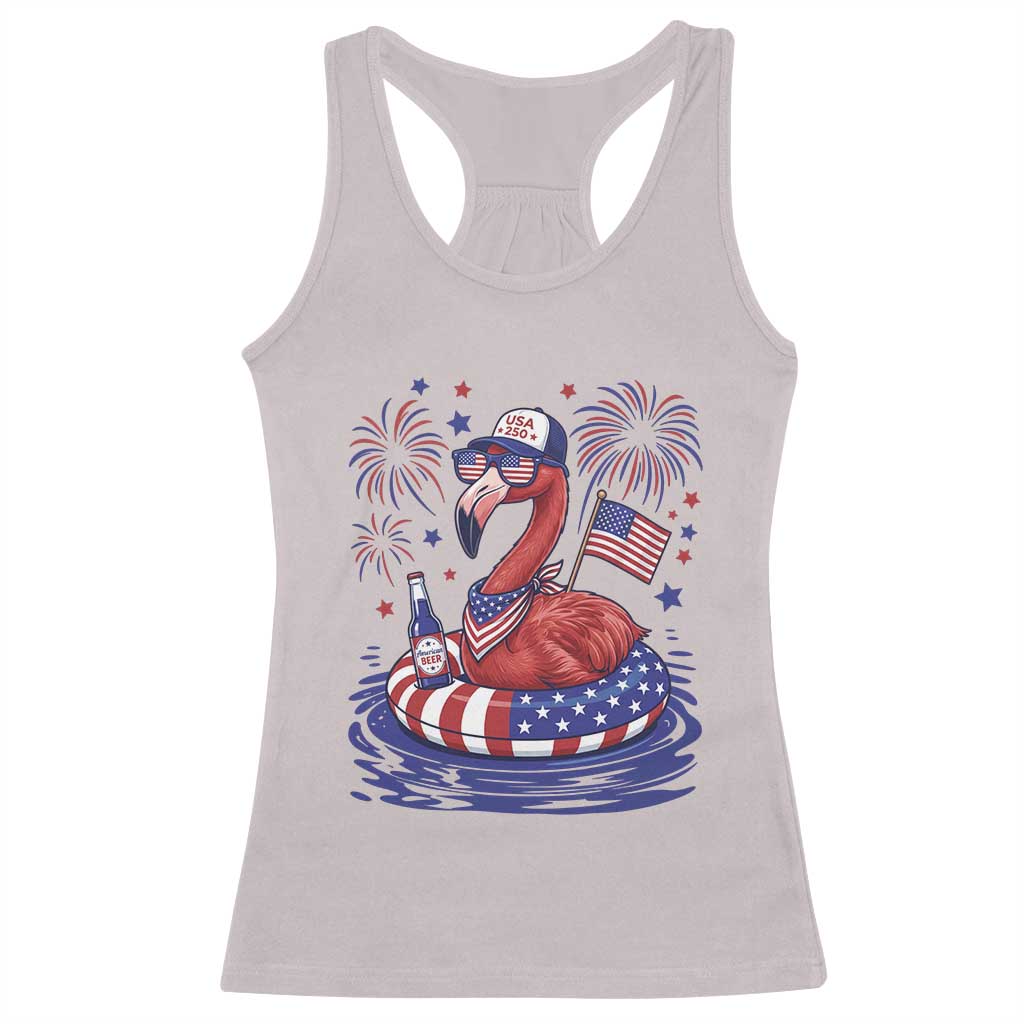 Flamingo 4Th Of July Patriotic USA American Flag Racerback Tank Top